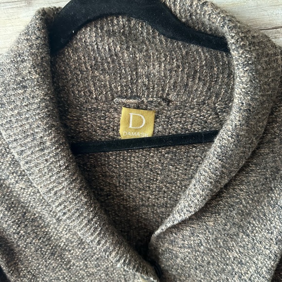 Damask Chunky Knit Shawl Collar Cardigan Sweater Jacket - Picture 4 of 9